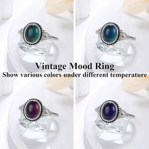 Mood Ring Size 7 Moon Stone Silvery Temperature Changing